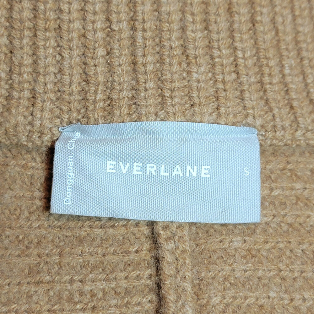 Everlane The Half-Zip Wool Ribbed Knit Sweater Long Sleeve Camel Tan S Classic - Picture 13 of 16